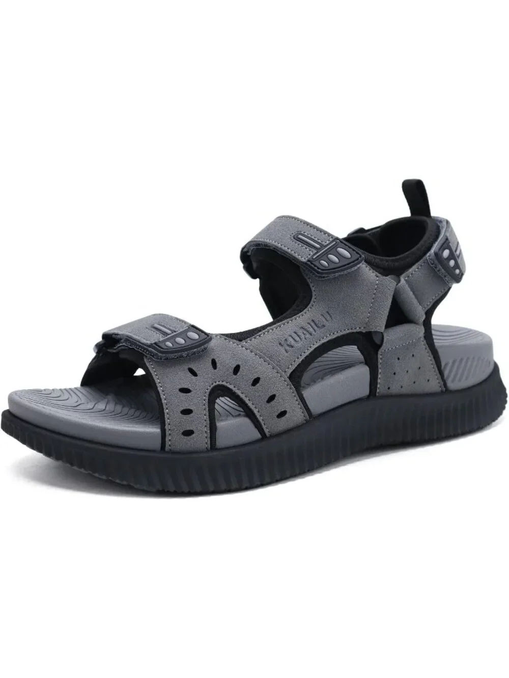 Men's Grey Arch Support Thick Cushion Recovery Athletic Hiking Sandal Shoes